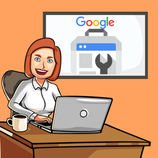 JSM Google Search Console Set up Service Image with business woman at computer