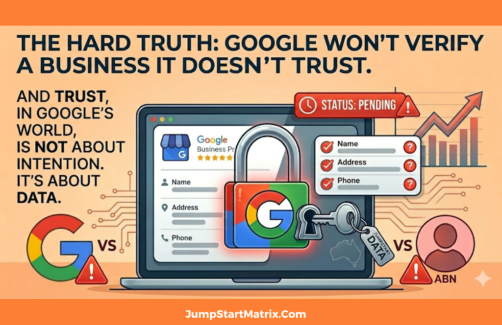 Laptop with GBP Page example with Google Logo